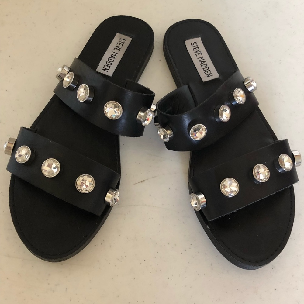 Steve Madden black jeweled slides size 6.5